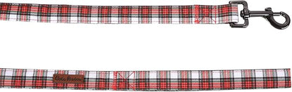 Dog Leash, Christmas Dogs Leashs Red Plaid Print Cotton Adjustable Dog Leash for X-Small Boys and Girls Dogs