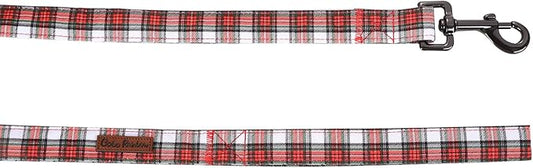 Dog Leash, Christmas Dogs Leashs Red Plaid Print Cotton Adjustable Dog Leash for Medium Boys and Girls Dogs