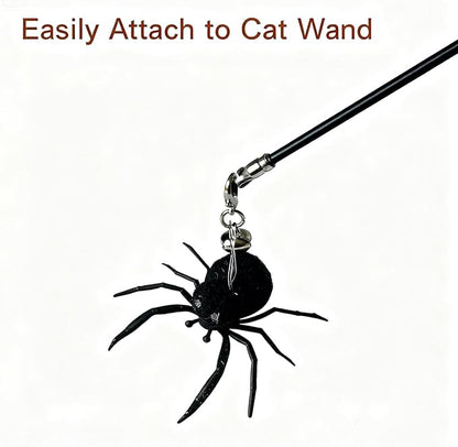 2Pcs Cat Toy Spider Refills – White & Black Heads with Bell/Lobster Claw, Feather Wand Replacement for Kitten Interactive Play