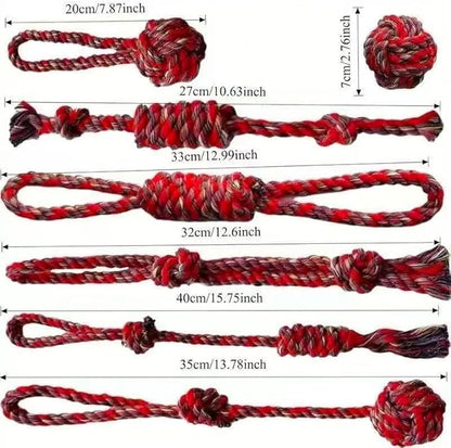 7 Pack Dog Rope Toys for Large Dogs - Colorful Red Blue Yellow Braided Rope Toys, Durable Dog Chew Toys for Aggressive Chewers