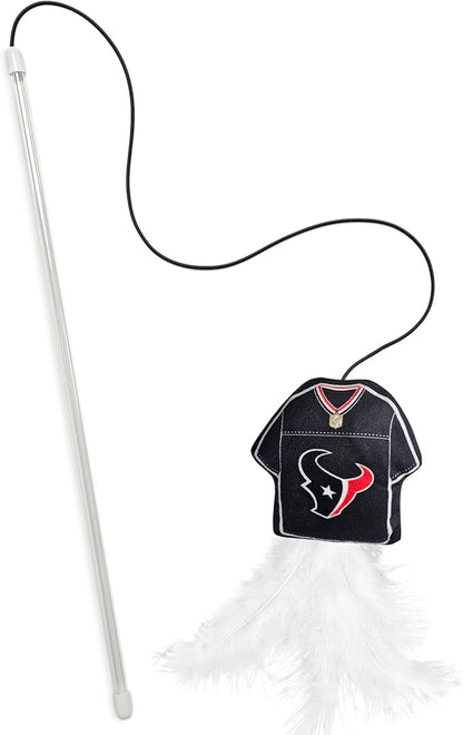 NFL Houston Texans Team Jersey Wand with CAT NIP, Cat Toy Jersey Shaped Plush Teaser Toy for Cats & Kittens - Interactive Pet Toy for Play & Exercise