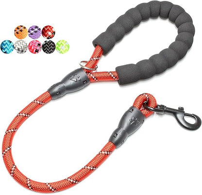 BAAPET 2/4/5/6 FT Dog Leash with Comfortable Padded Handle and Highly Reflective Threads for Small Medium and Large Dogs (2FT-1/2'', Red)