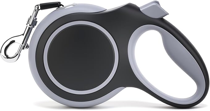 26Ft Retractable Dog Leash, Heavy Duty Great Leash for Dog up to 110 lbs, Anti-Slip Rubberized Handle, One-Handed Brake, Strong Nylon Tape, Tangle Free (Large, Black)