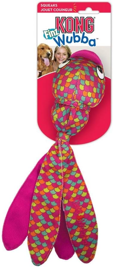 KONG Wubba Finz - Dog Toy for Tug of War & Fetch - Dog Supplies for Puppy & Dog Playtime - Outdoor & Indoor Dog Toy (Pink, Small)