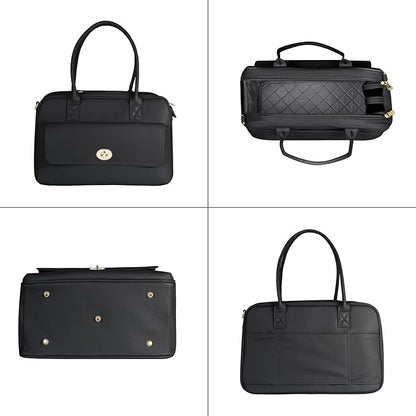 Pet Carrier Dog Purse Carrier Cat Soft-Sided Dog Carriers for Puppy Kitten, Fashion Leather Handbag Tote Travel Pet Bag for Small Dogs Cats, TSA Airline Approved (Black)