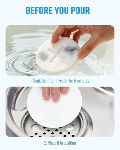 Dog Water Fountain Filters, Pet Fountain Replacement Filters for WF02, White 6 Count (Pack of 1)