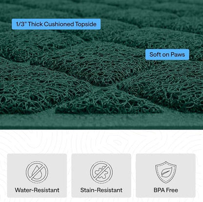 GORILLA GRIP Cat Litter Box Mat, 47x35, Cushioned Coil Mesh Litter Trapping Mats, Scatter Control Supplies for Less Mess, Phthalate Free, Ultra Deep Catch Grooves, Rinse or Vacuum to Clean, Dark Green