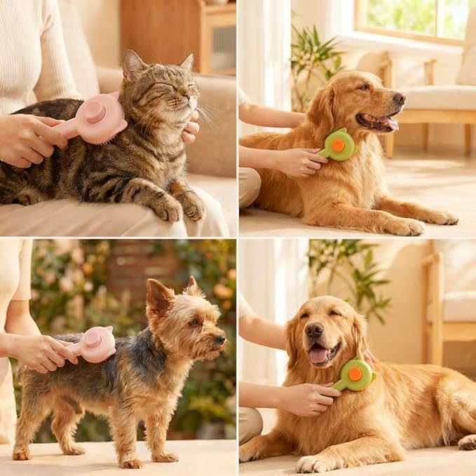 Cat Brush for Shedding, Kitten Brushes for Indoor Cats, For Long or Short Haired Cats,Cat Hair Brush Grooming Deshedding Brush for Dog Kitten Removes Loose Fur and flea removal comb, Pink