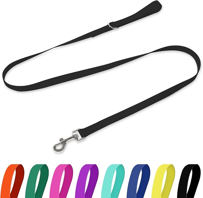 Waterproof Dog Leash, 5/6 FT Durable Odor-Proof Dog Leashes with Strong Metal Hooks Fits Small Medium or Large Dogs (Black, 5FT - 3/4 inch Width)