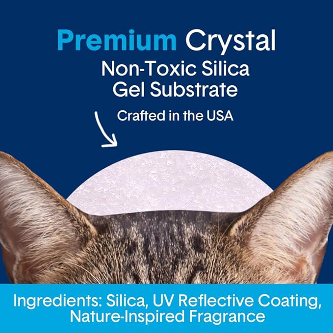 Boxie® Glo™ 30 Day Odor Control Non-Clumping Crystal Cat Litter, 18 lb, Natural Attractions, UV Light Attractant, Soft Granules, 99.9% Dust-Free, Long-Lasting for Multi-Cat Homes (3 Pack of 6lb Bags)