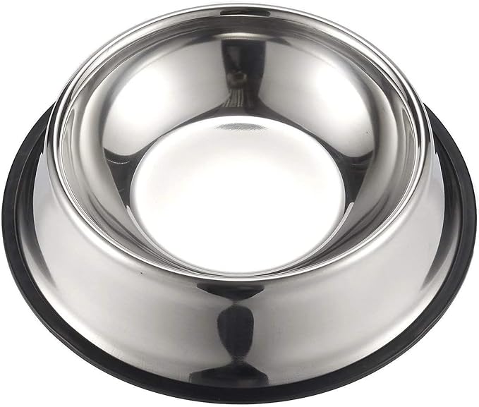Juvale Stainless Steel Dog Bowls Set - Nonslip Dog Water Bowl Base - Dual Food & Water Pet Dishes - Dishwasher Safe Cat Dish - Pack of 2, 10 in Diameter