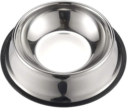 Juvale Stainless Steel Dog Bowls Set - Nonslip Dog Water Bowl Base - Dual Food & Water Pet Dishes - Dishwasher Safe Cat Dish - Pack of 2, 10 in Diameter