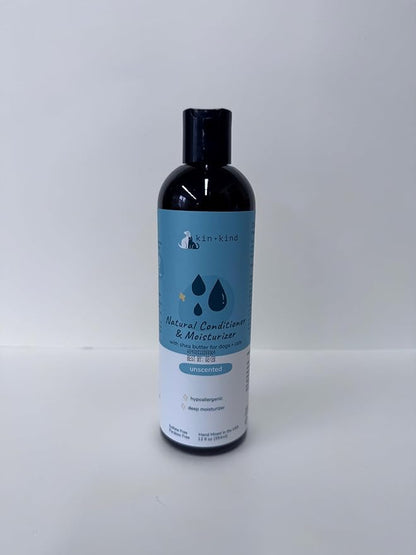 kin+kind Cat & Dog Conditioner with Shea Butter, Aloe & Betaine – All-Natural Pet Supplies to Moisturize, Soften & Restore Coat, Shed Control & Coat Defense for Dogs and Cats, Made in USA - 12 fl oz