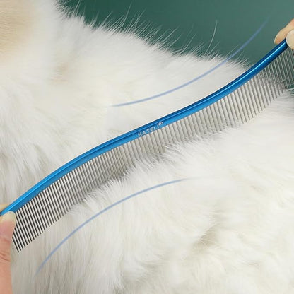 Pet Deshedding Comb For Dogs Cats Easy Use Stainless Steel Hair Comb For Pet Shedding Hair Curved Comb For Pet Grooming Pet Hair Removal Comb
