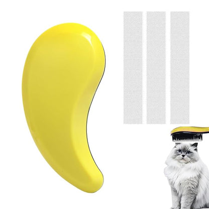 Cat Brush for Shedding - Perfect Grooming Tool for Long-Haired Cats | Deshedding & Hair Remover for Indoor Pets (Yellow)