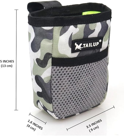 Camouflage Dog Treat Pouch with Belt Clip Waterproof Pet Training Bag, Hands-Free Snack Pouch for Dog Training, Walks & Outdoor Use, Easy-Access for Treats, Clickers & Poop Bags