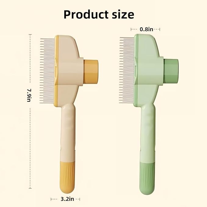 2PCS Pet Comb for Dogs & Cats, Pet Hair Removal Comb with Release Button Self-Cleaning with Long & Short Stainless Steel Metal Teeth for Shedding, Comfort and safety