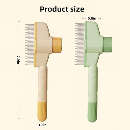 2PCS Pet Comb for Dogs & Cats, Pet Hair Removal Comb with Release Button Self-Cleaning with Long & Short Stainless Steel Metal Teeth for Shedding, Comfort and safety