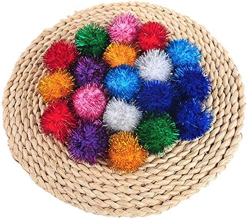 VOVIGGOL 20 Pack 2 Inches Sparkle Balls for Cats, Large Size, Glitter Pom Poms Fuzzy Balls for Cats, Kitten Indoor Assorted Color Random - Image 3