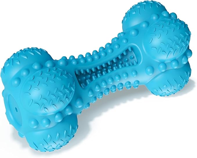 Dog Squeaky Chew Toys for Aggressive Chewers, Long Lasting Tough Rubber Bones for Teeth Cleaning, Indestructible Pet Toy for Large Medium Breed Dogs