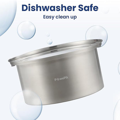 PawsPik Spill Proof Stainless Steel Dog Water Bowl – 4L Slow Drinking Pet Bowl with Floating Tray, Non-Tip, BPA-Free, Dishwasher Safe – for Large Dogs & Multi-Pet Homes