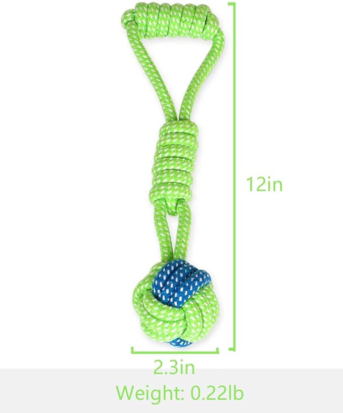 Sunglow Dog Toy Interactive Chewing Rope Ball Toys Natural Cotton Washable Durable Tug of War for Small Medium Dogs Puppies Training Playing Teeth Cleaning (Drop Ball)
