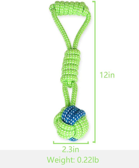 Sunglow Dog Toy Interactive Chewing Rope Ball Toys Natural Cotton Washable Durable Tug of War for Small Medium Dogs Puppies Training Playing Teeth Cleaning (Drop Ball)