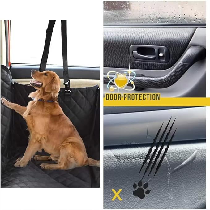 Dog Car Seat Cover for Pets 100% Waterproof Seat Cover Hammock 600D Heavy Duty Scratch Proof Nonslip Durable Soft Back Seat Covers for Cars Trucks and SUVs + Bonus Comb