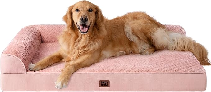 EHEYCIGA Extra Large Dog Bed Othorpedic, Memory Foam XL Dog Bed with Washable Removable Cover, Waterproof Pet Sofa Couch XLarge Size Dogs with Nonskid Bottom, 44x32x6.5, Pink