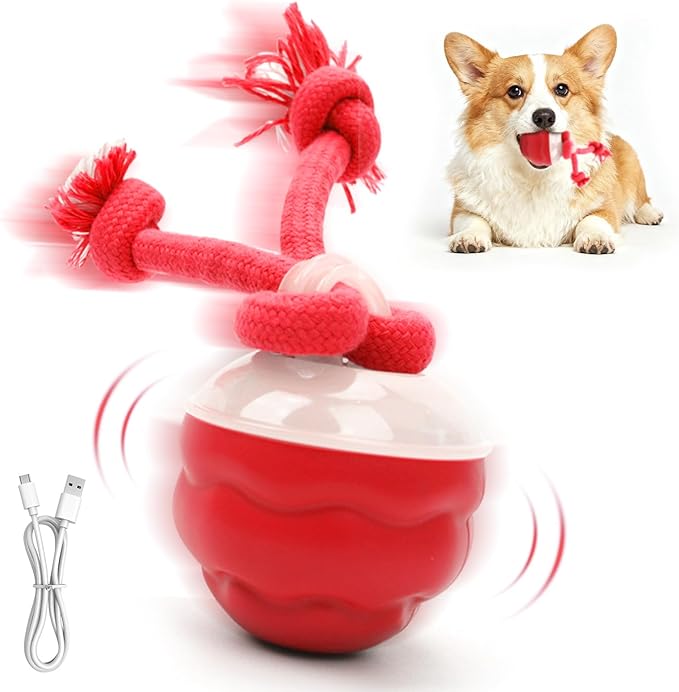 2026 New Interactive Dog Toys, Automatic Moving Dog Ball for Small/Medium/Large Dogs, Interactive Smart Rolling Dogs Toy Ball with Light Up to Keep Them Busy(Red)