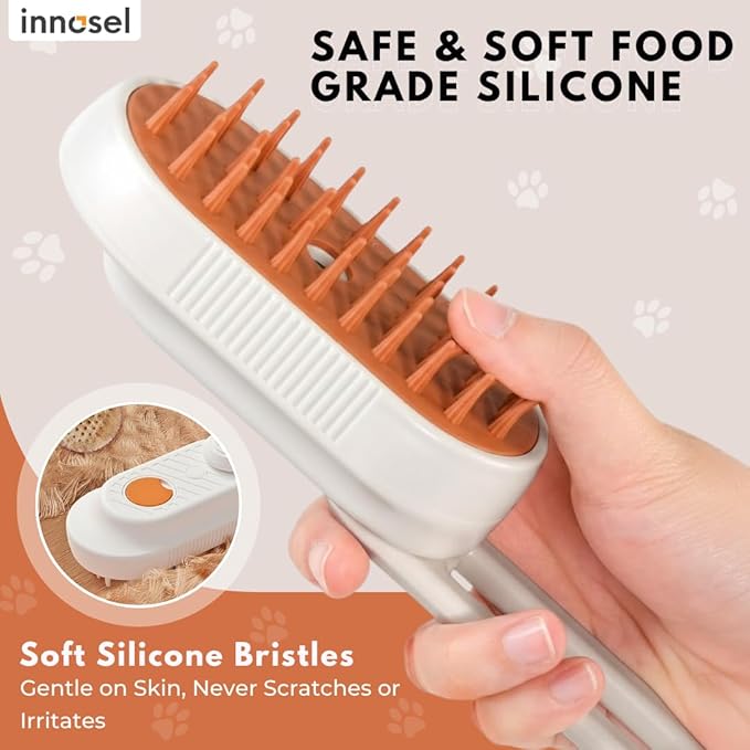 Cat Steam Brush for Shedding, 4-in-1 Rechargeable Pet Grooming Brush for Cats & Dogs, Anti-Static, Massage, Cleaning & Combing with Gentle Steam, Removes Loose Hair & Tangles (White)