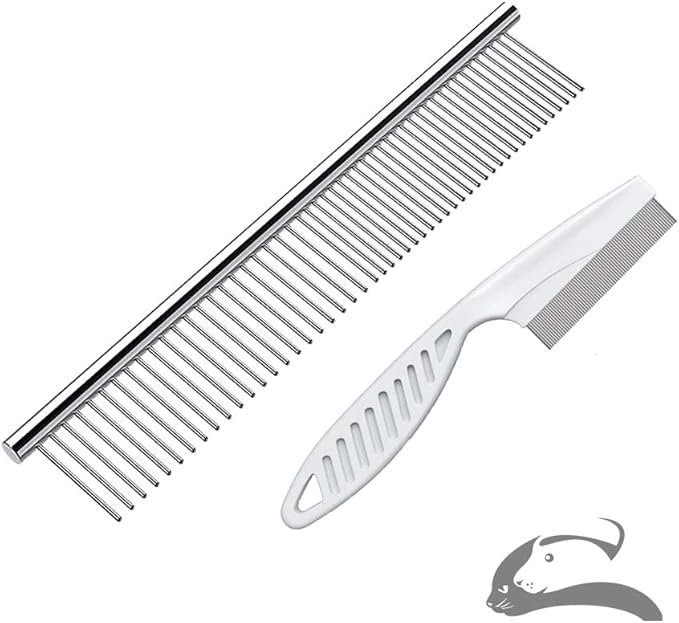 Steel Comb for Dog Grooming,Metal Dog Comb,Metal Combs for Dogs & Cats & Small Dog Grooming,Sorxine Pet Comb for Removing Matted Fur, Knots & Tangles,Shedding (Silver+White)