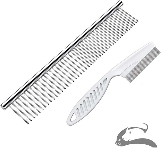 Steel Comb for Dog Grooming,Metal Dog Comb,Metal Combs for Dogs & Cats & Small Dog Grooming,Sorxine Pet Comb for Removing Matted Fur, Knots & Tangles,Shedding (Silver+White)