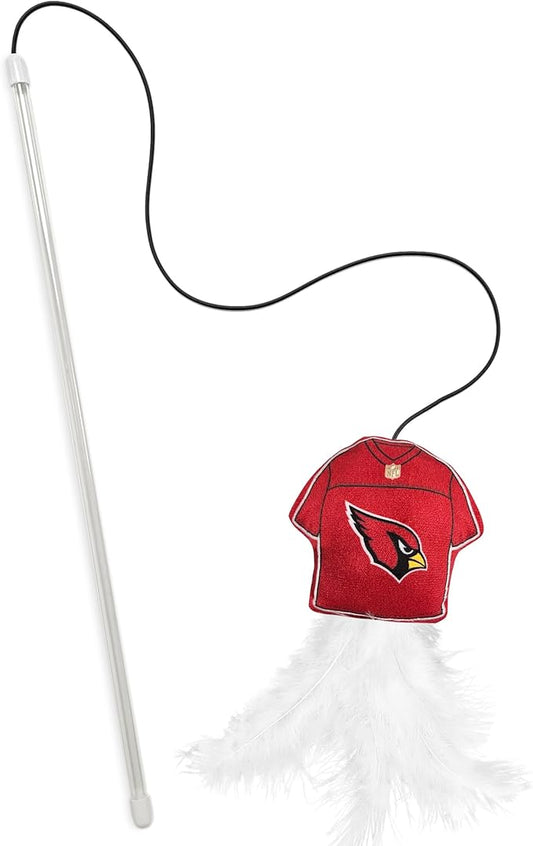 NFL Arizona Cardinals Team Jersey Wand with CAT NIP, Cat Toy Jersey Shaped Plush Teaser Toy for Cats & Kittens - Interactive Pet Toy for Play & Exercise