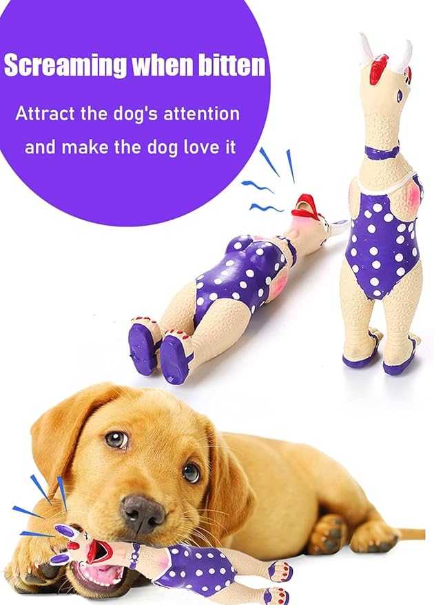 DAJOOEE 5 Pcs Screaming Rubber Chicken Dog Latex Squeaky Toy，Durable Chicken Dog Toy Soft Rubber Chew Molar Dog Toys for Small Medium Dogs (Chicken)