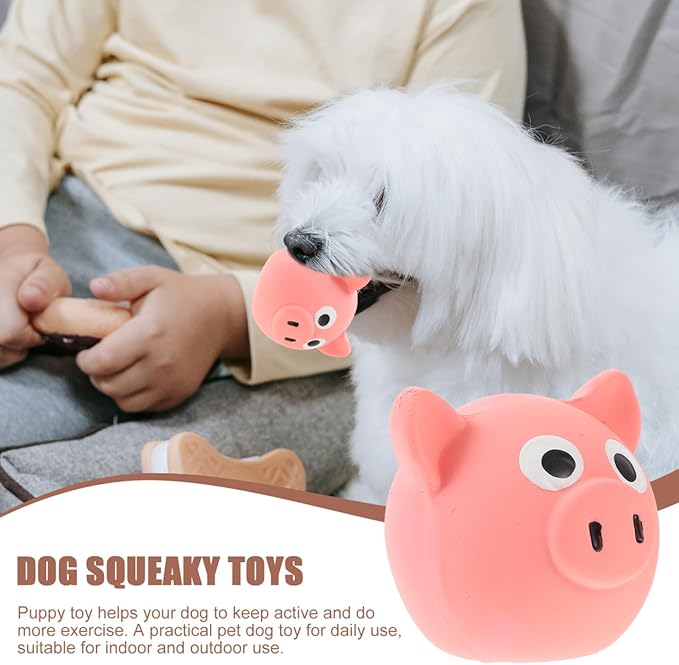 POPETPOP Squeak Dog Toy, Latex Cute Pig Toy for Dog Chew Toys, Funny Pet Interactive Toy, Dog Squeaky Toys for Small Pet Puppies Indoor Outdoor Biting Chasing Games