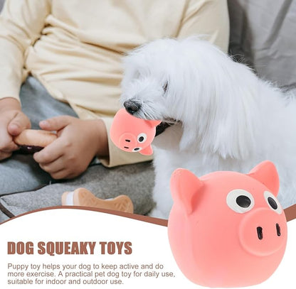 POPETPOP Squeak Dog Toy, Latex Cute Pig Toy for Dog Chew Toys, Funny Pet Interactive Toy, Dog Squeaky Toys for Small Pet Puppies Indoor Outdoor Biting Chasing Games