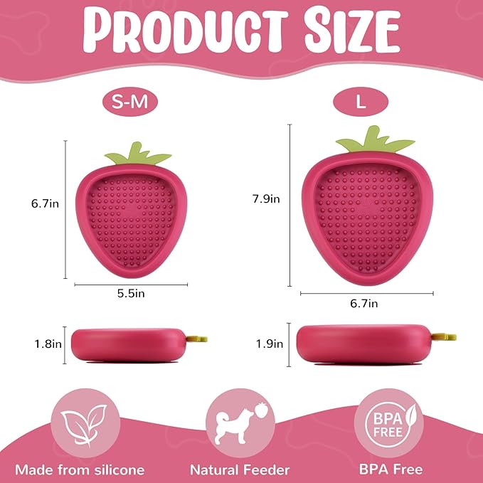 Freeze Dog Lick Bowl, Animire Non-Slip Slow Feeder Lick Mat for Dogs, Silicone Dog Enrichment Bowl for Distraction Anxiety Relief Boredom, BPA Free, Dishwasher Safe(Rose,L)