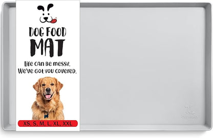 DogBuddy Dog Food Mat – Waterproof Dog Bowl Mat for Food and Water, Silicone Pet Feeding Mats for Floors, Non-Slip Placemat with High Edges for Dogs Bowls, Puppy Essentials (XL: 28" x 18", Mist)