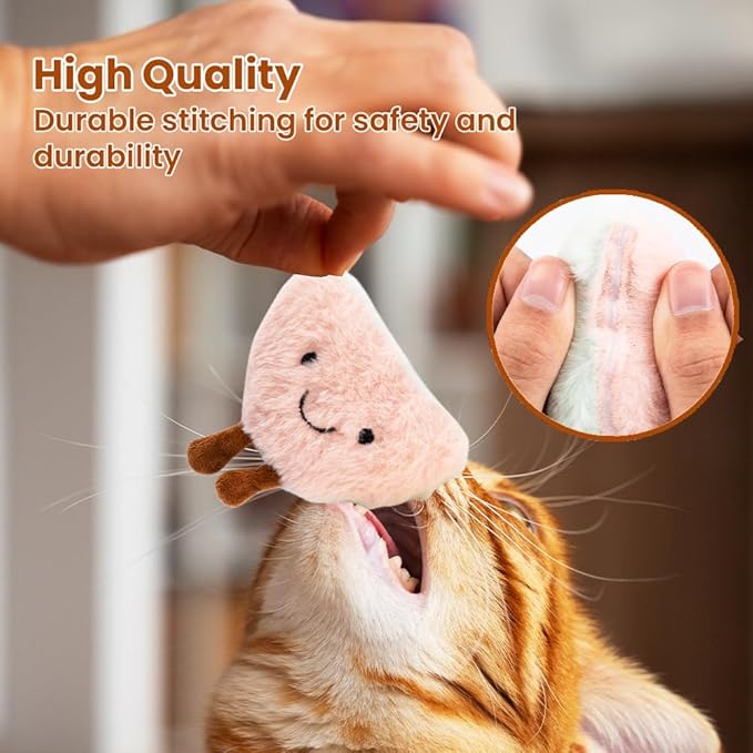 4 Pack Catnip Toys, Soft Stuffed Crinkle Cat Toys for Indoor Cats, Interactive Cute and Durable Kitten Toy, Cat Kicker for Kitten Exercise 4 Inches for All Breeds