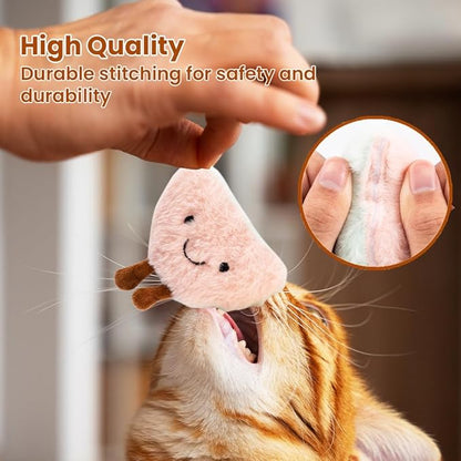 4 Pack Catnip Toys, Soft Stuffed Crinkle Cat Toys for Indoor Cats, Interactive Cute and Durable Kitten Toy, Cat Kicker for Kitten Exercise 4 Inches for All Breeds