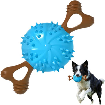 Dog Toys,Hybrid Dog Chew Toy for Aggressive Chewers, 2-in-1 Durable Wood-Plastic Bone & TPR Spike Ball, Natural Wood Scent, Integrated Safe Design for 20-100 lbs Medium Large Breeds