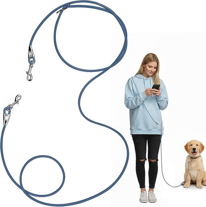 8.2ft Hands Free Dog Leash,Versatile Waist & Crossbody Lead for Medium Dogs,Waterproof & Adjustable for Running Jogging Walking, 360° Swivel Metal Buckle (Blue)