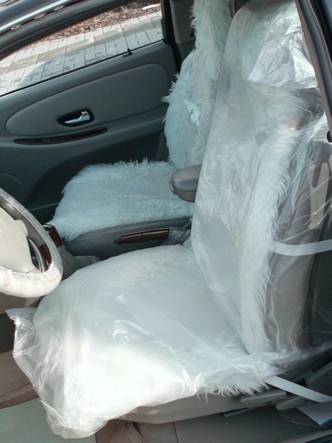 Moyishi Car Disposable Plastic Seat Covers Vehicle Protector Mechanic Valet Pet Seat Covers (100PCS)