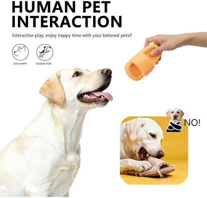 MECOOL Dog Toy Unbreakable Slippers Squeaky Dog Toys for Teehing Chewing Size for Medium and Samll Breeds (Orange)