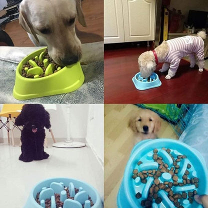 WenYing Slow Feeder Puzzle Dog Bowls, Interactive Bloat Stop Bowl, Food Water Fun Feeding, Non-Slip Anti Choke Healthy Diet, Blue