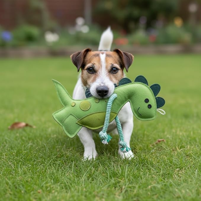 Eco Leather Digby Dino Toy Natural and Tough Dinosaur Dog Toys - Long Lasting Chew Toys for Aggressive Chewers Strong Dog Toy for Dogs and Puppy