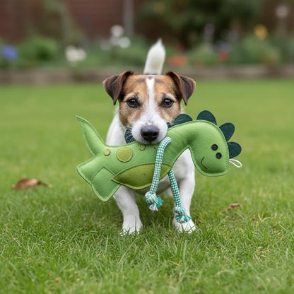 Eco Leather Digby Dino Toy Natural and Tough Dinosaur Dog Toys - Long Lasting Chew Toys for Aggressive Chewers Strong Dog Toy for Dogs and Puppy