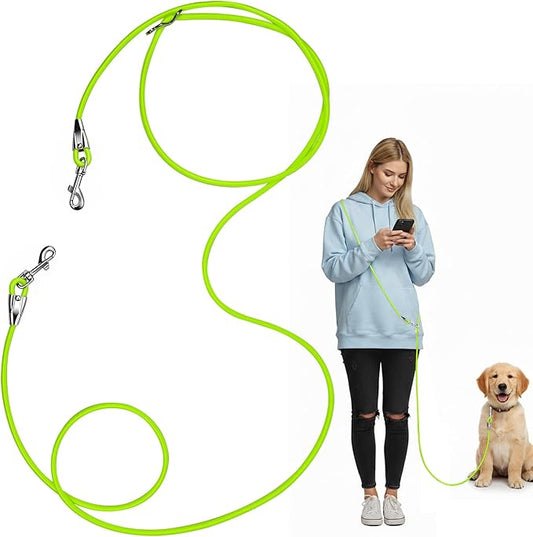 8.2ft Hands Free Dog Leash,Versatile Waist & Crossbody Lead for Medium Dogs,Waterproof & Adjustable for Running Jogging Walking, 360° Swivel Metal Buckle (Green)