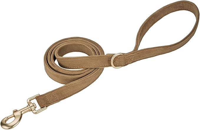 Soft Corduroy Fibric Dog Leash, 5 Feet Length Lead with Heavy Duty Rotating Hook, for Medium Large Dogs.(M,Brown)